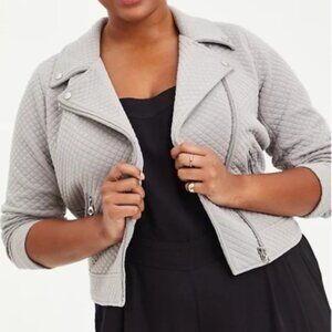 Torrid Size 6-6X Gray Pebble Quilted Knit Moto Jacket